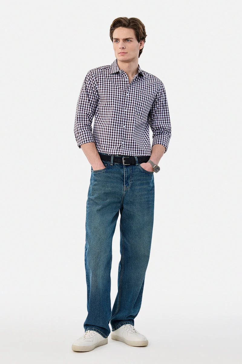 SNITCH Slim Fit Stretch Checks Shirt